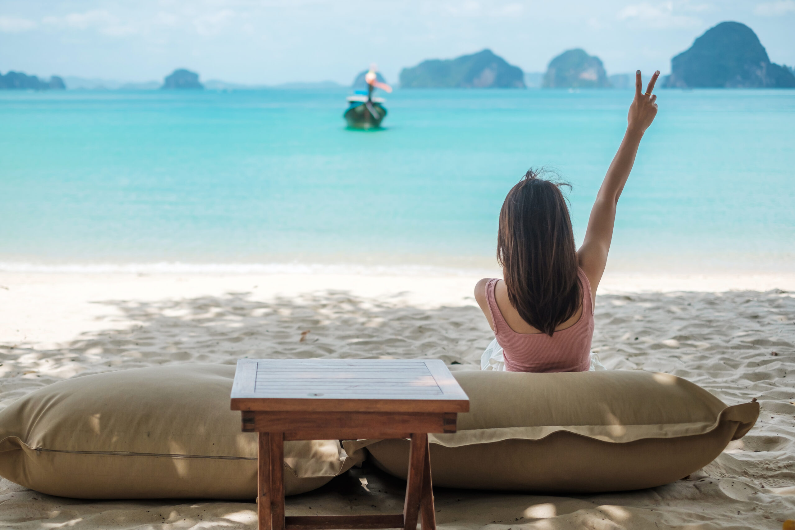 woman relaxing Jomtien Beach Pattaya Chon Buri 